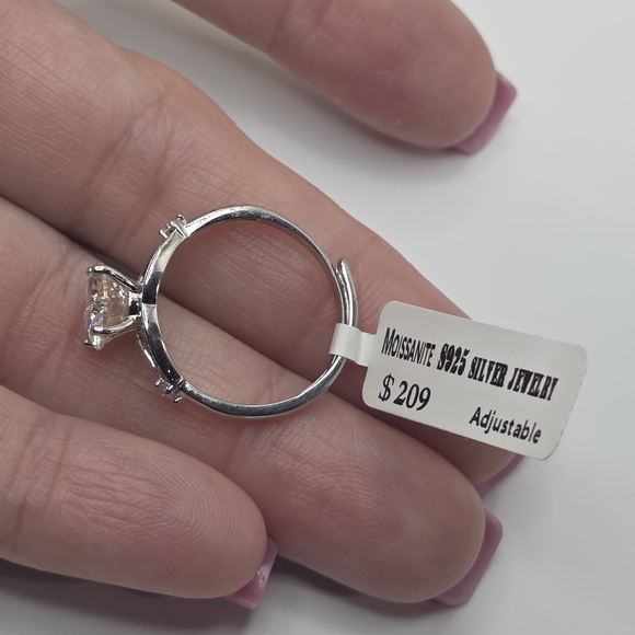 2ct MOISSANITE ADJUSTABLE RING Silver Diamond Ring - Picture 8 of 14